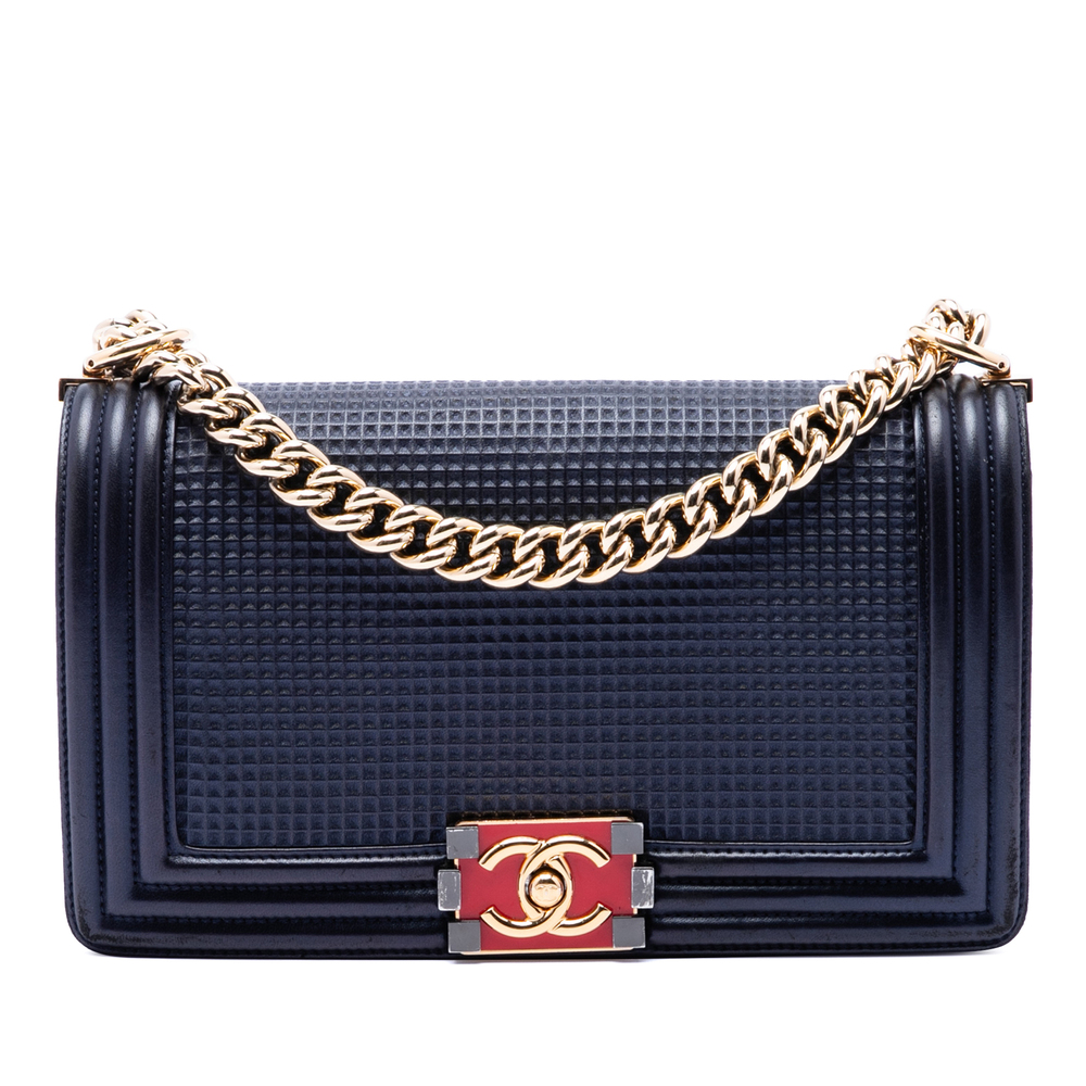 Pre-Loved Chanel Old Medium Lambskin Embossed Cube Boy Flap